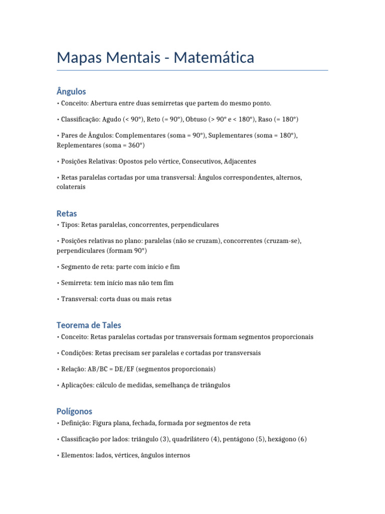 Mapas Mentais Matematica | PDF