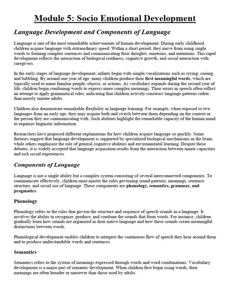 Child Module 5 - Language and Emotional Development | PDF | Language ...