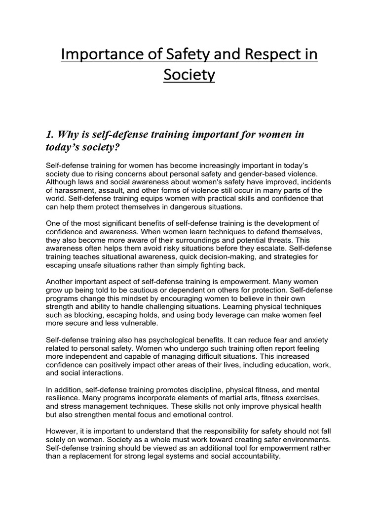 Importance of Safety and Respect in Society | PDF | Self Defense | Safety