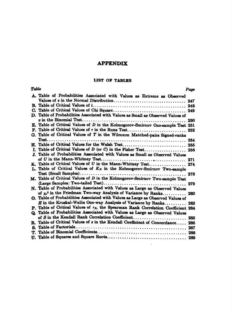 Statistical Table (Non Perametric) | PDF