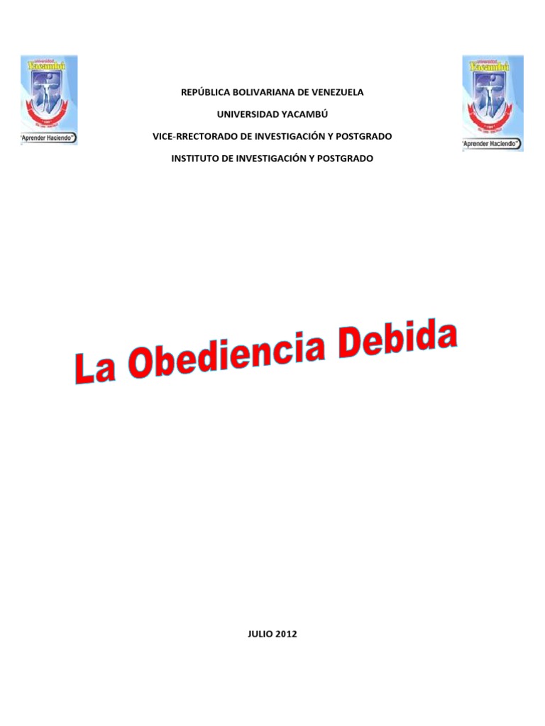 La Obediencia Debida PDF Derecho penal Información del gobierno