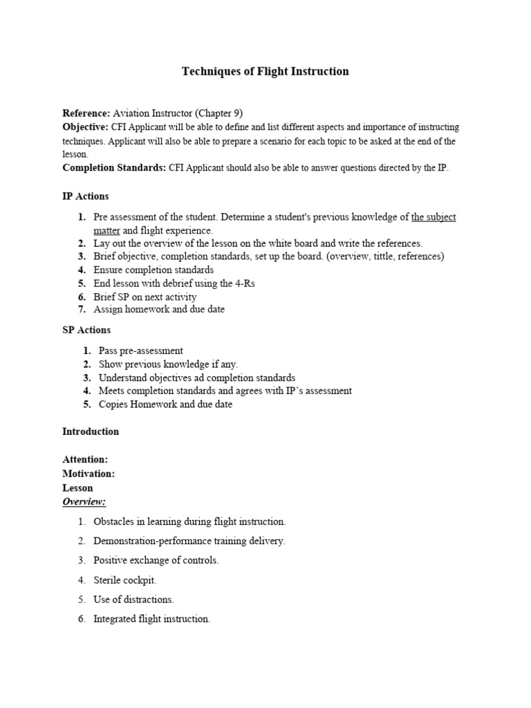 Techniques of Flight Instruction | PDF | Decision Making | Flight ...