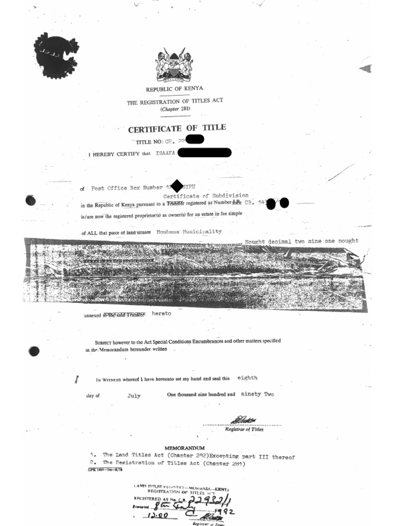 RTA Certificate of Title-CR | PDF