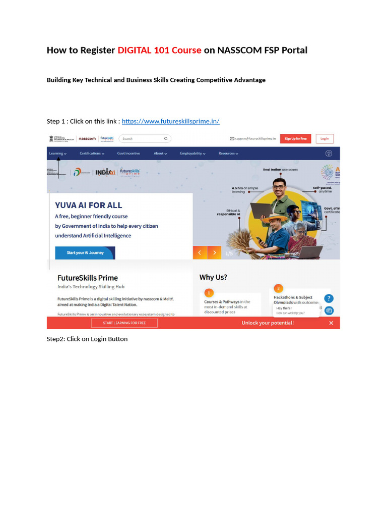 How To Register DIGITAL 101 Course On NASSCOM FSP Portal | PDF