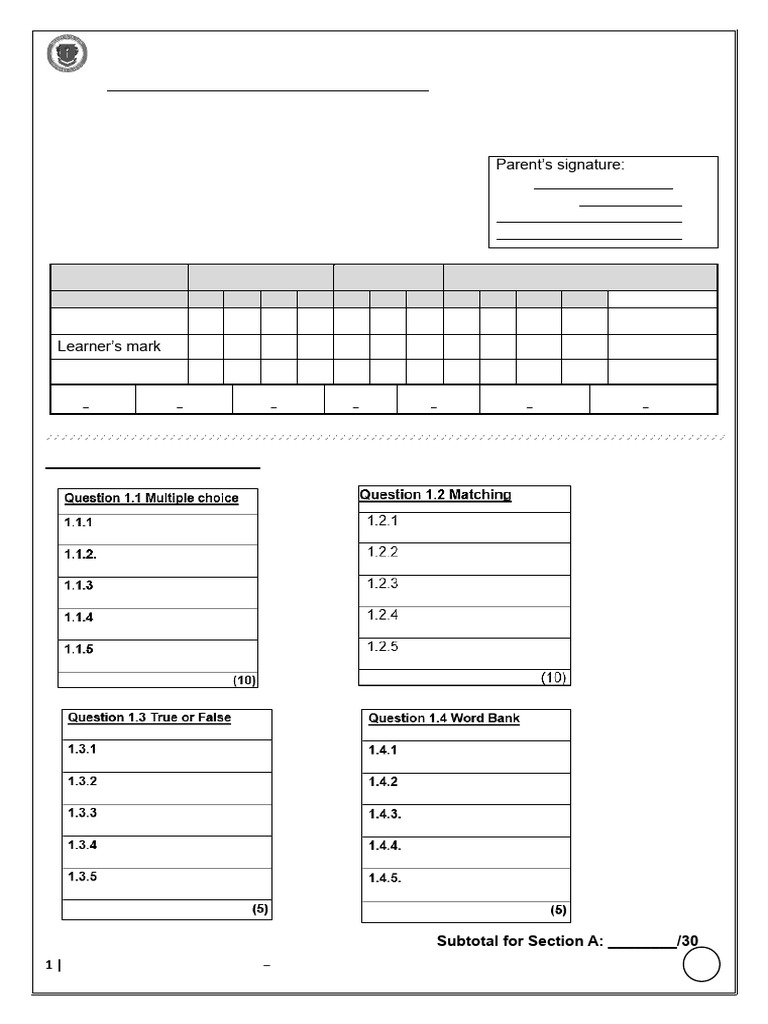 Grade 7 EMS 2023 Mid Year Answer Sheet | PDF