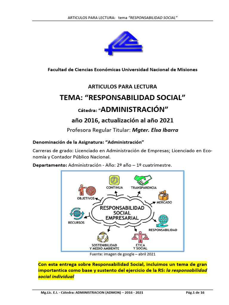 Responsabilidad Social | PDF