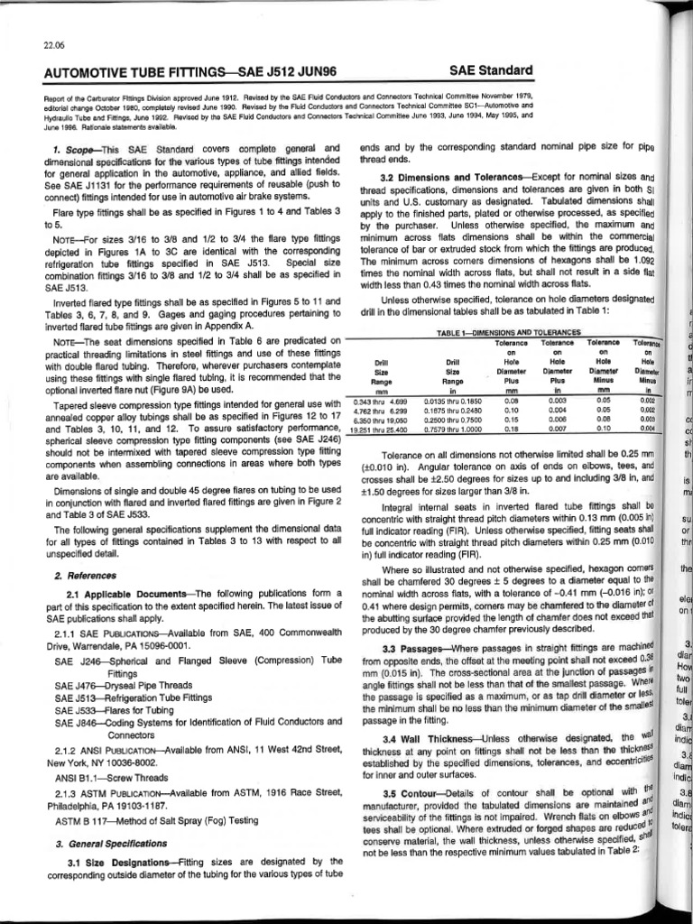 SAE J512 - Automotive Tube Fittings | PDF