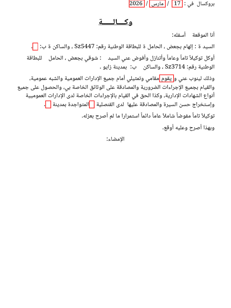 نموذج وكالة خاصة القنصلية | PDF
