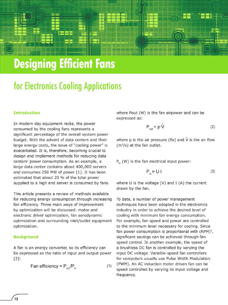 Designing Efficient Fans For Electronics Cooling Applications | PDF
