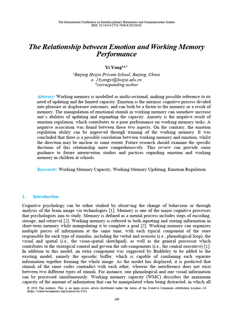Yang - 2023 - The Relationship Between Emotion and Working Memory ...