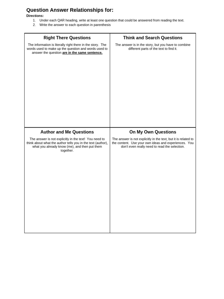 QARWorksheet 1 | PDF