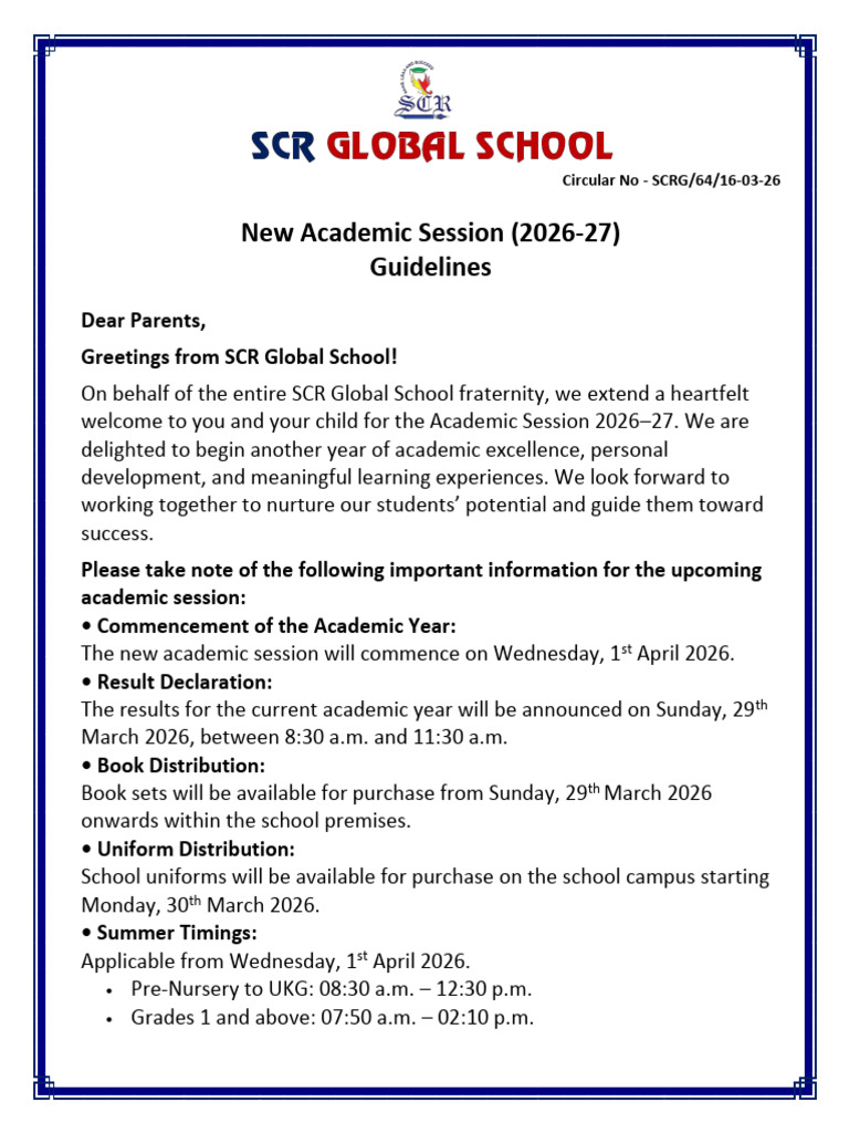 New Academic Session 2026-27 | PDF