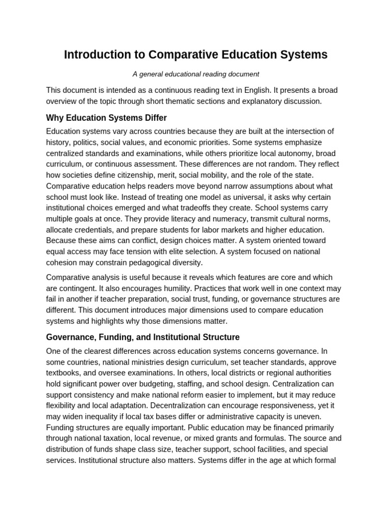 02 Introduction To Comparative Education Systems | PDF