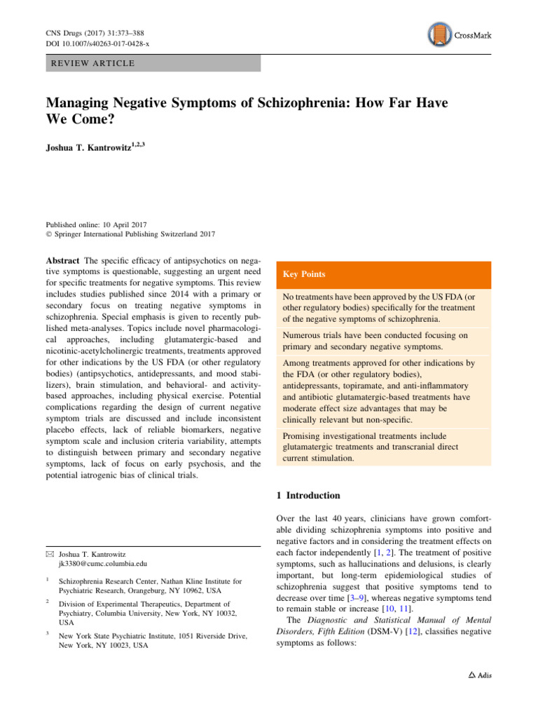 Managing Negative Symptoms | PDF | Schizophrenia | Antipsychotic