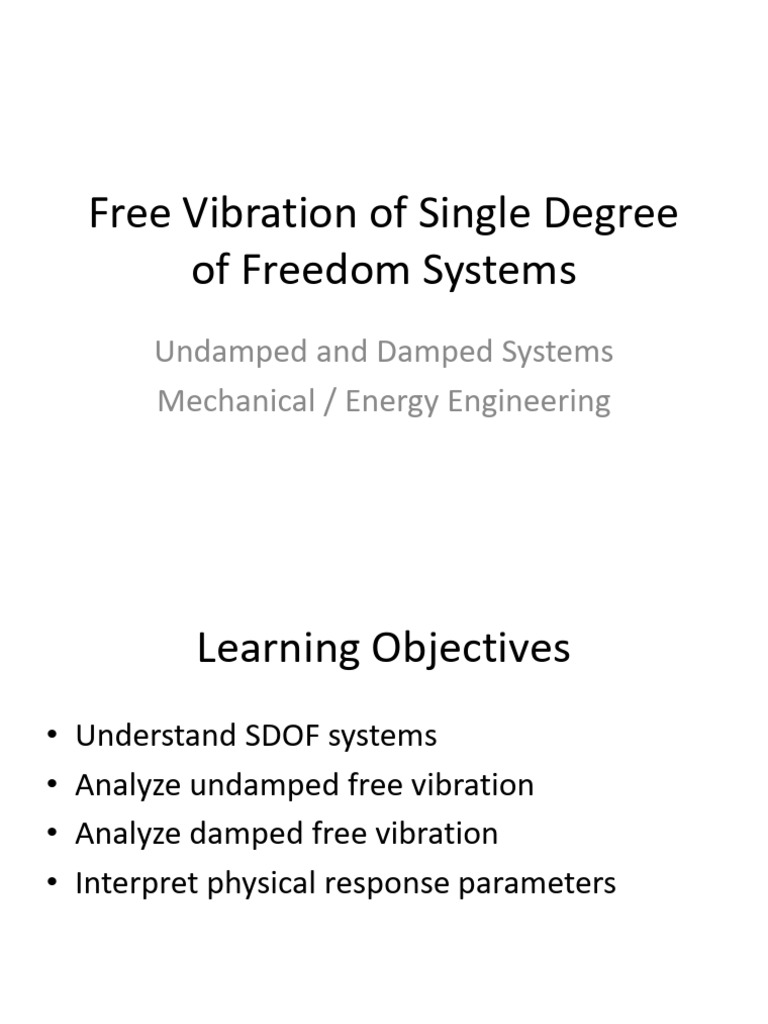 Free Vibration SDOF Lecture | PDF