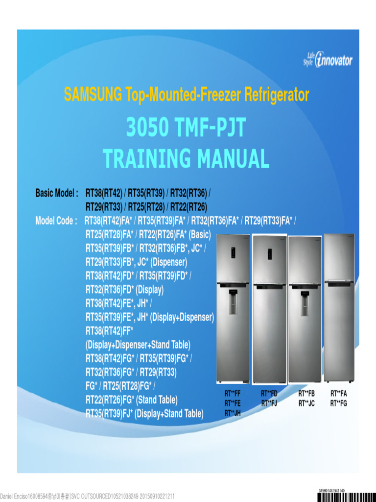 Samsung Refrigerador RT Manual de Servicio | PDF | Refrigerador ...