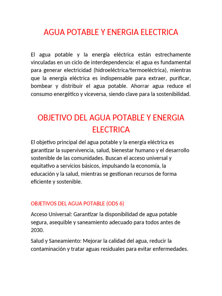 Agua Potable y Energia Electrica | PDF