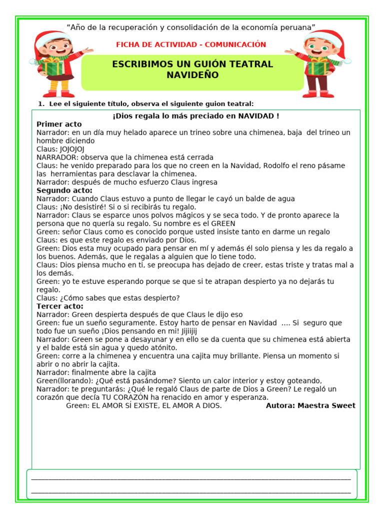 Ficha-Juev-Com - Escribimos Un Guion Teatral Navideño | PDF
