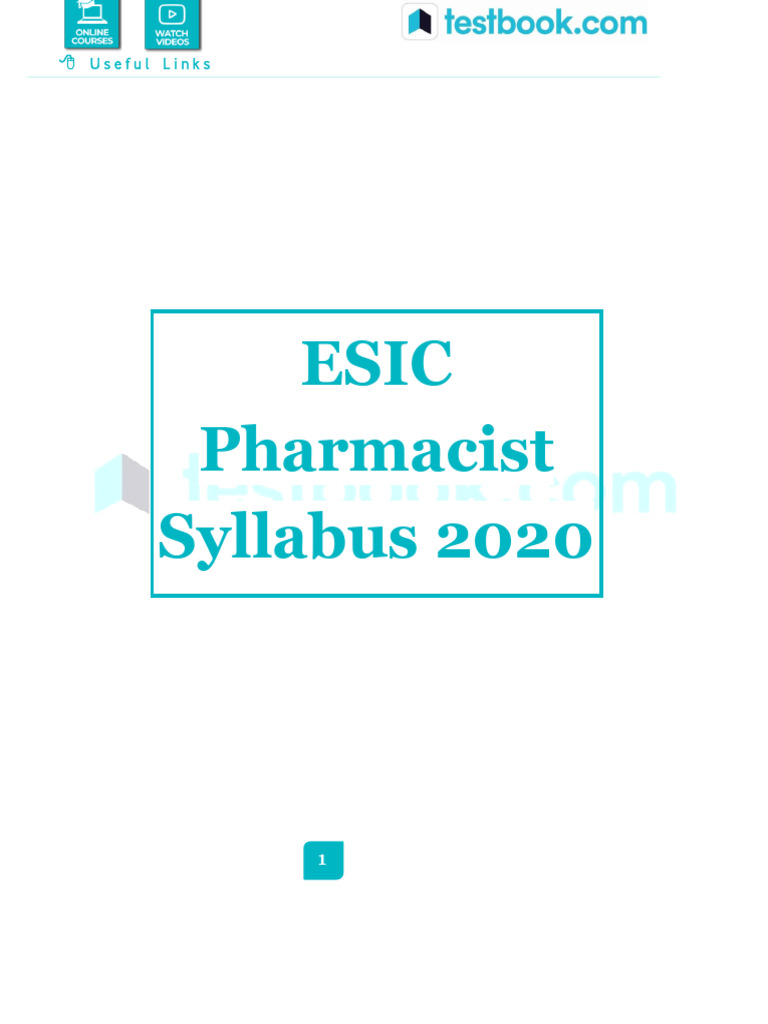 Esic Pharma Syllabus Fc383418 | PDF | Pharmacy | Pharmacist
