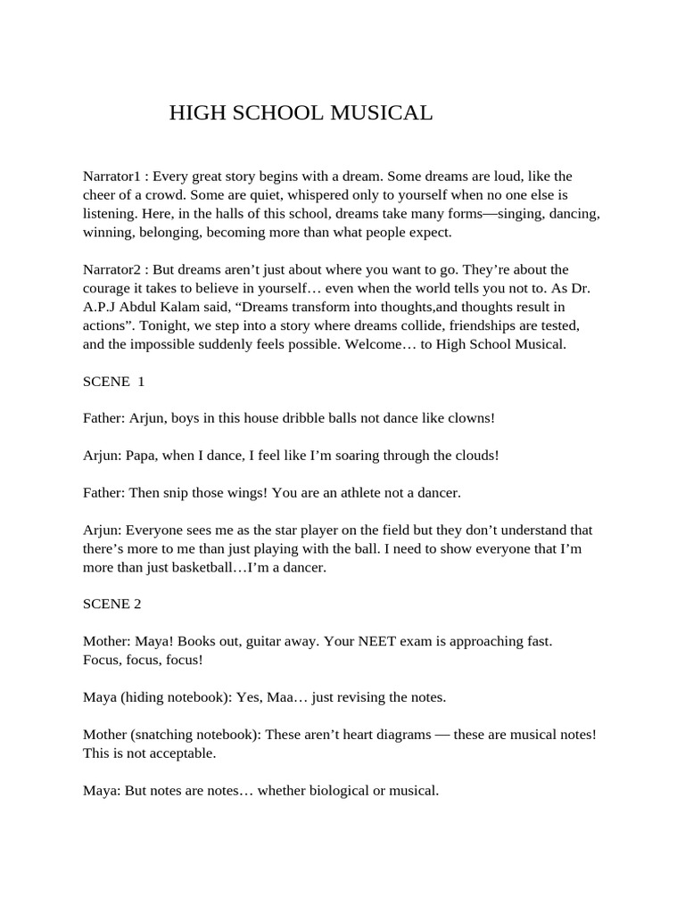 High School Musical Script | PDF