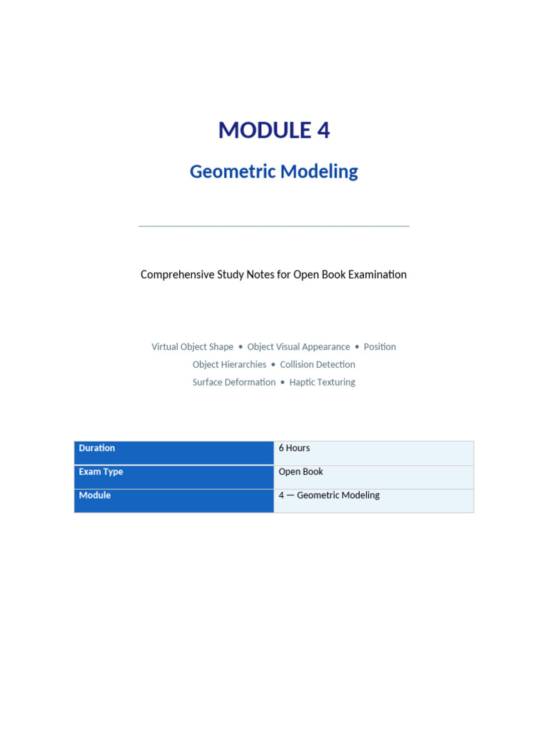 Module4 Geometric Modeling Study Notes | PDF