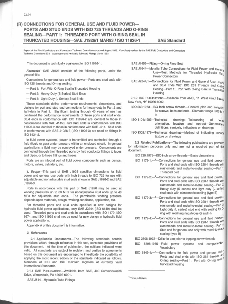 ISO J1926 Parts 1 - 2 and 3 - O-Ring Boss (ORB) Ports | PDF