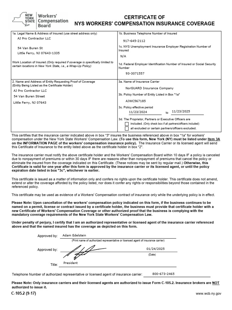 Workers Compensation Certificate | PDF