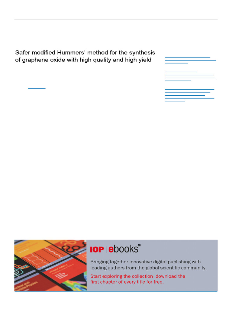 Safer Modified Hummers'Method For The Synthesis of Graphene | PDF