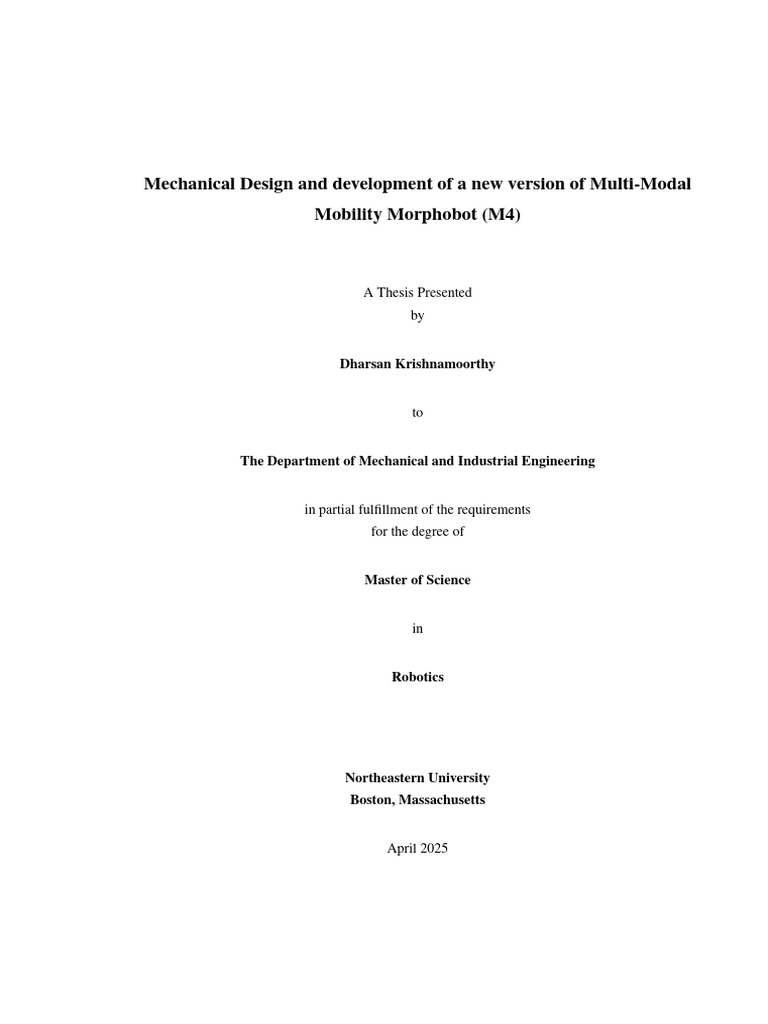 Mechanical Design and Development of A New Version of M4 | PDF