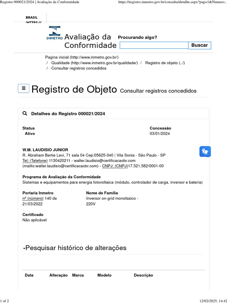 Registro 000021 - 2024 - Avaliação Da Conformidade | PDF