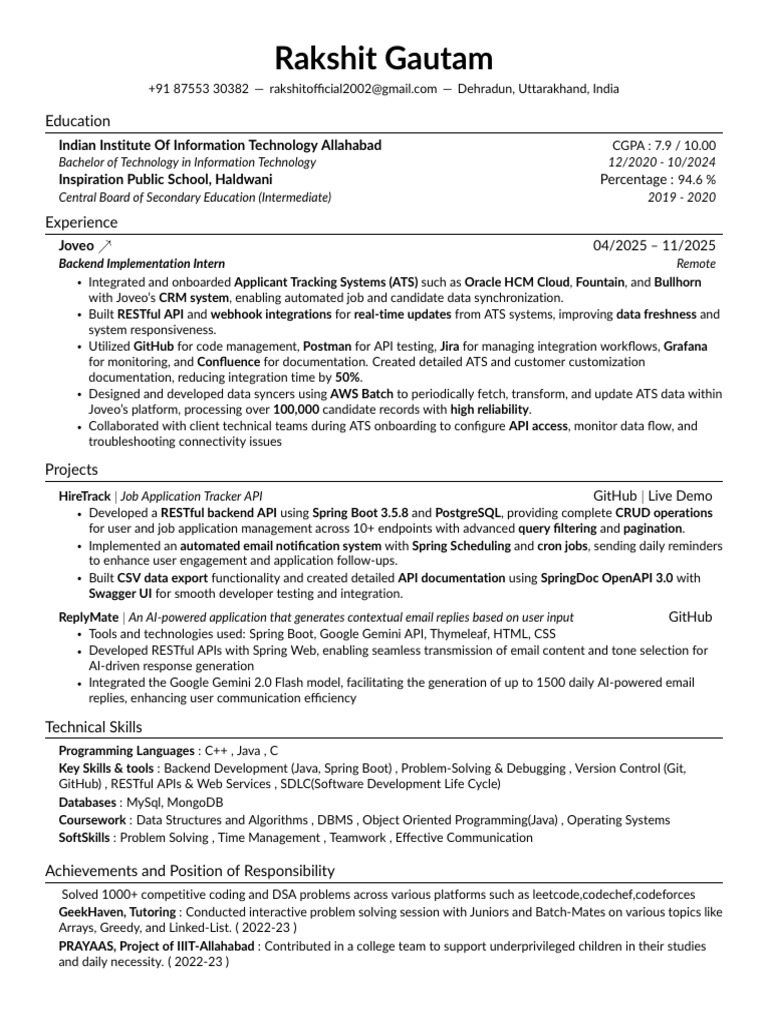 Rakshit Gautam Resume | PDF