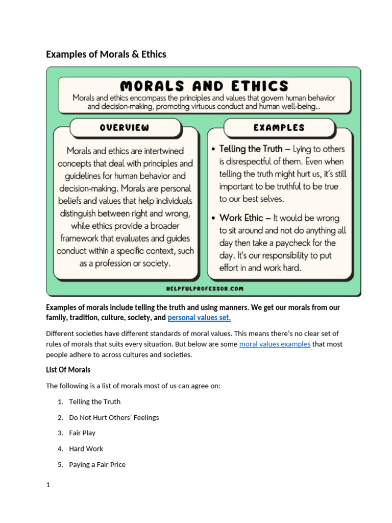 Examples of Morals | PDF