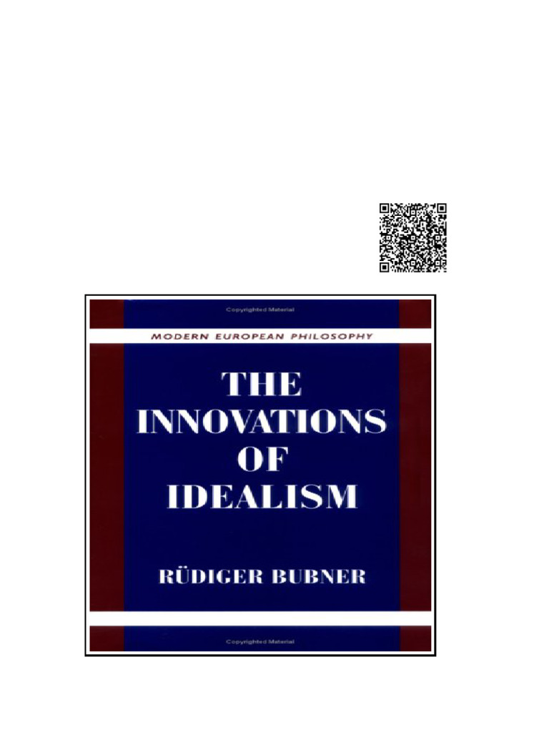 The Innovations of Idealism Rudiger Bubner | PDF