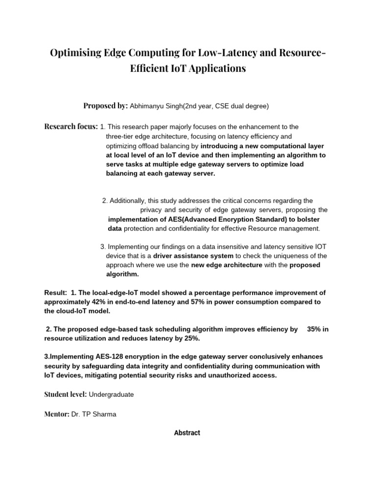Optimising Edge Computing For Low-Latency and Resource-Efficient IoT ...