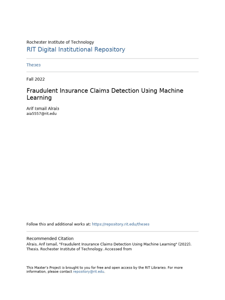 Fraudulent Insurance Claims Detection Using Machine Learning | PDF