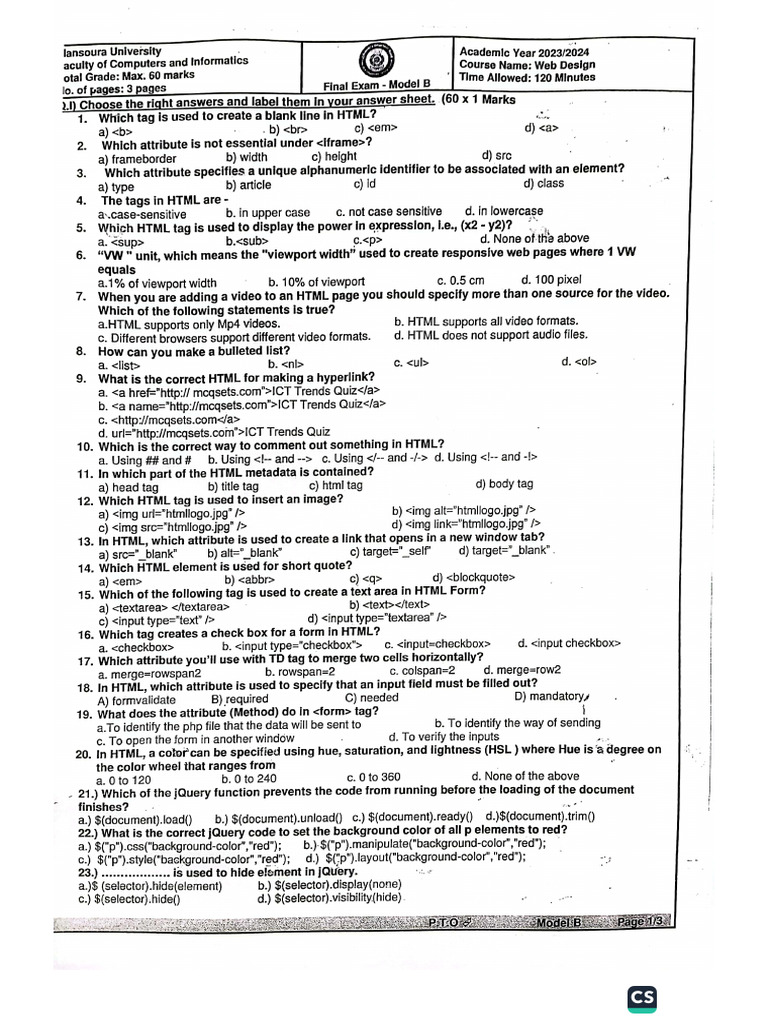 Web Programming Exam 2023-2024 | PDF