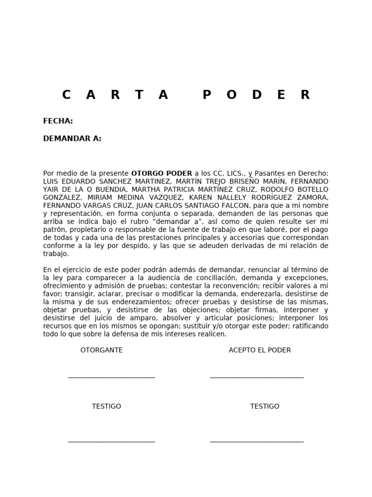 Carta Poder Actor | PDF