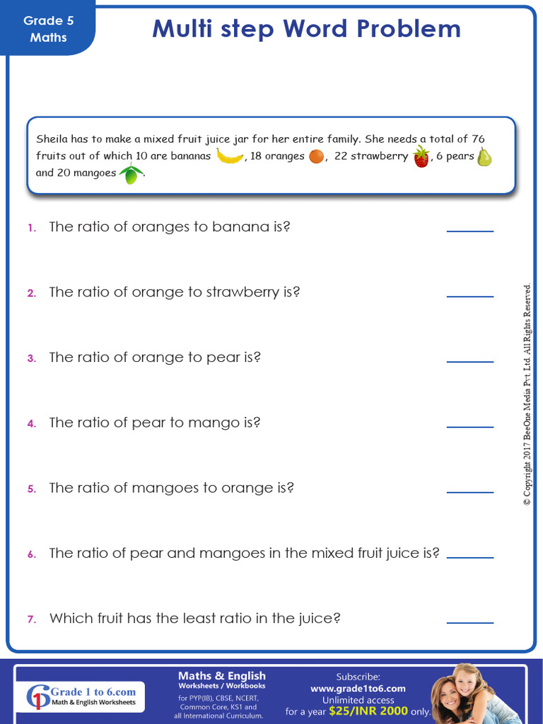 Multi Step Ratio Word Problems | PDF