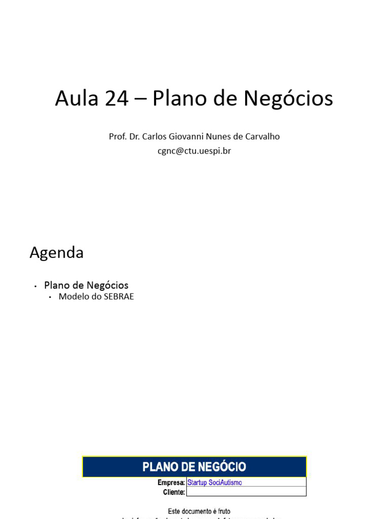 Aula 24 Plano de Negcios | PDF