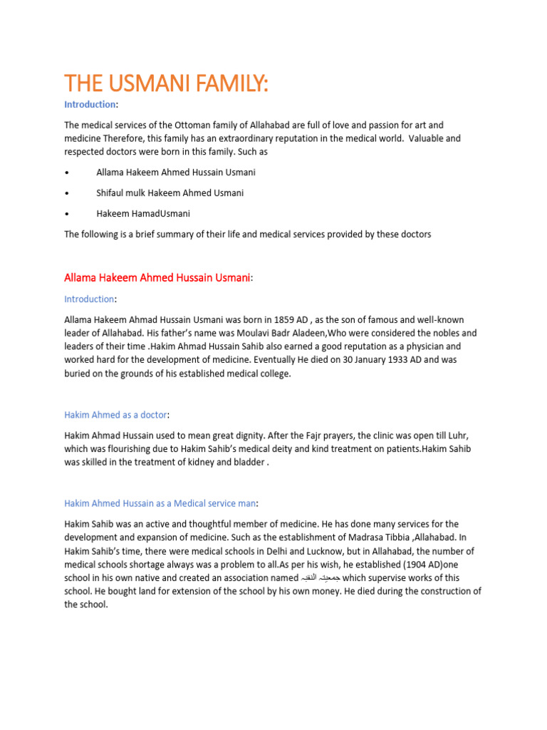 Usmani Family | PDF