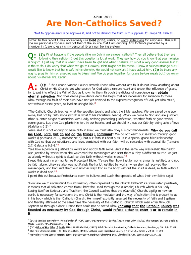 Is There No Salvation Outside The Church and Pro Multis PDF Sola