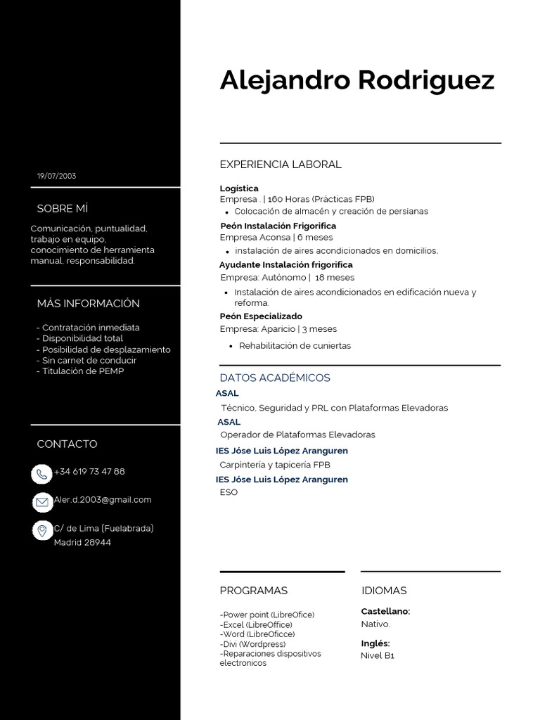 Currículum Vitae Daniel Rodriguez | PDF