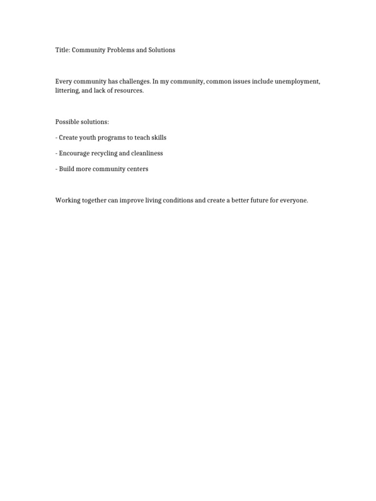 My Community Problems and Solutions | PDF