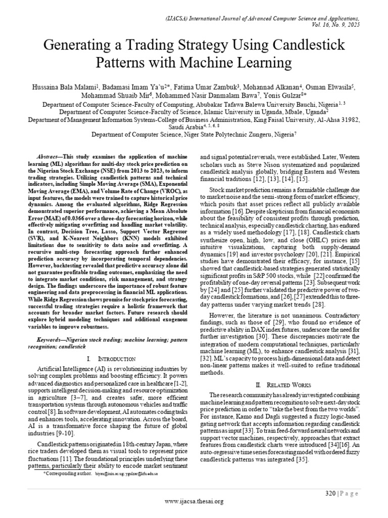 Paper 31-Generating A Trading Strategy Using Candlestick Patterns | PDF
