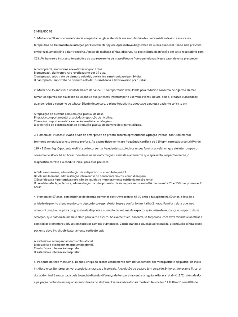 Simulado Revalida | PDF