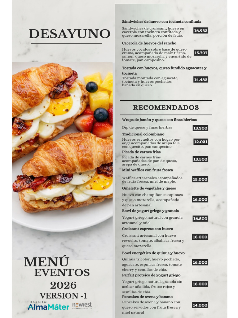 MENÚ EVENTOS 2026 Versión 1 | PDF