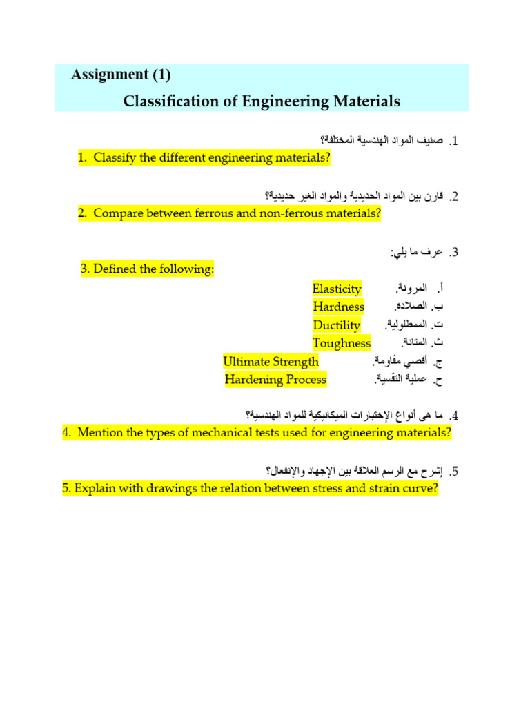 1.classification of Engineering Materials | PDF