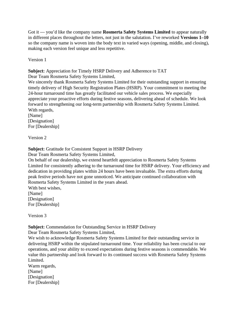 30 Versions of RE Appriciation Letter | PDF