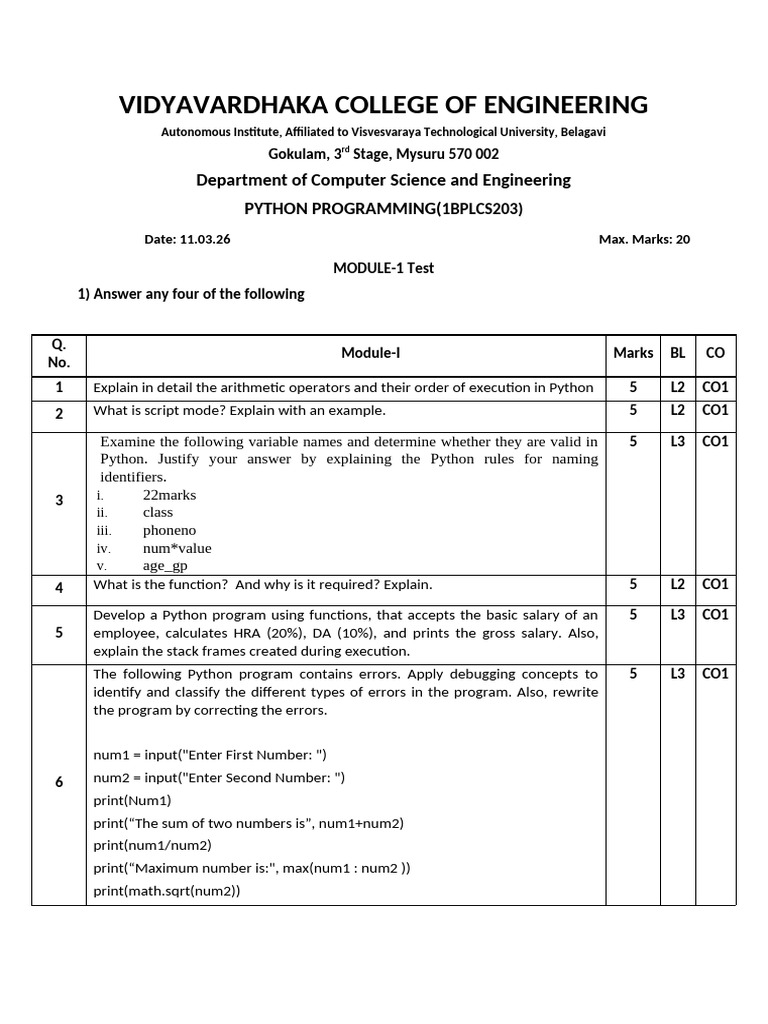 Module 1 Test | PDF