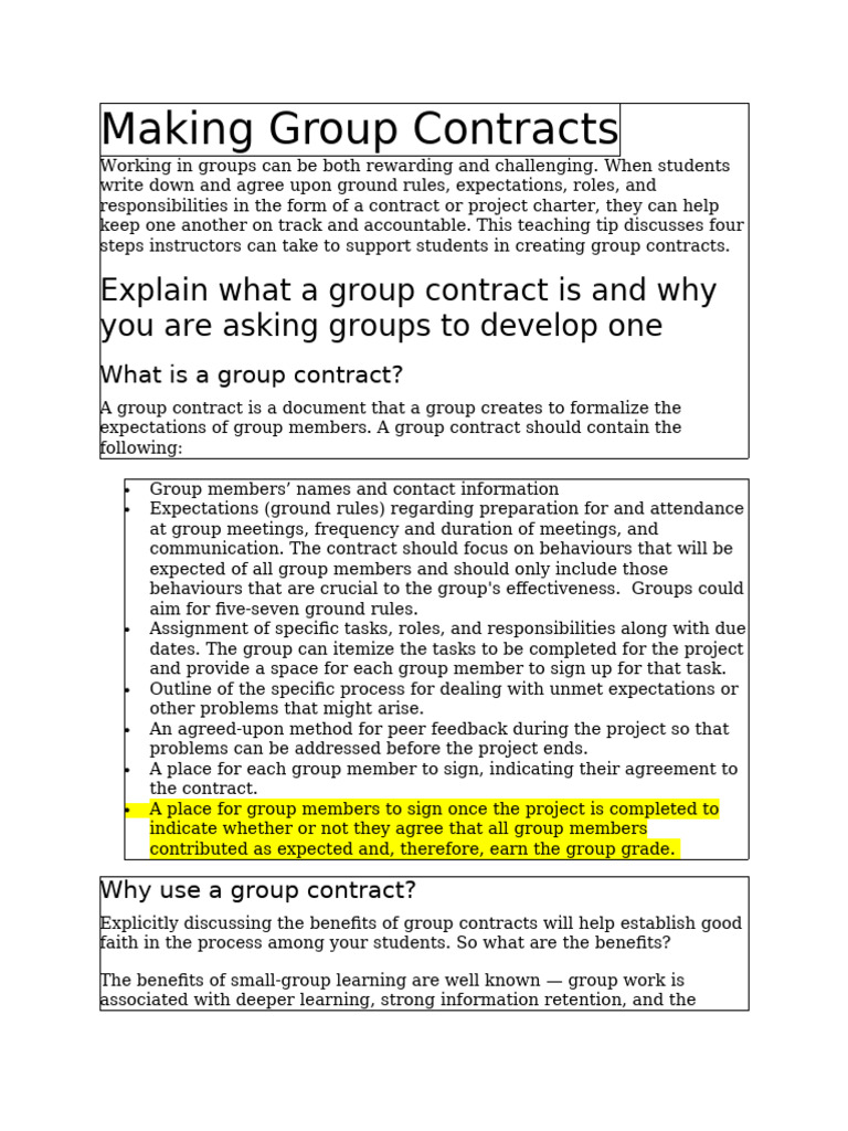 Making Group Contracts | PDF